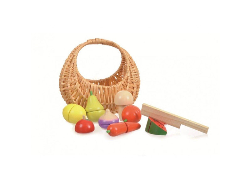 Egmont Toys Wooden Fruit and Vegetable Set in a Basket