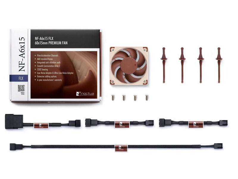 Noctua NF-A6x15 FLX - Gehäuselüfter - 60mm - Schwarz - 19 dBA