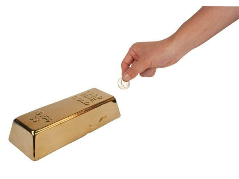 Kikkerland Ceramic Gold Bar Coin Bank (PB17)