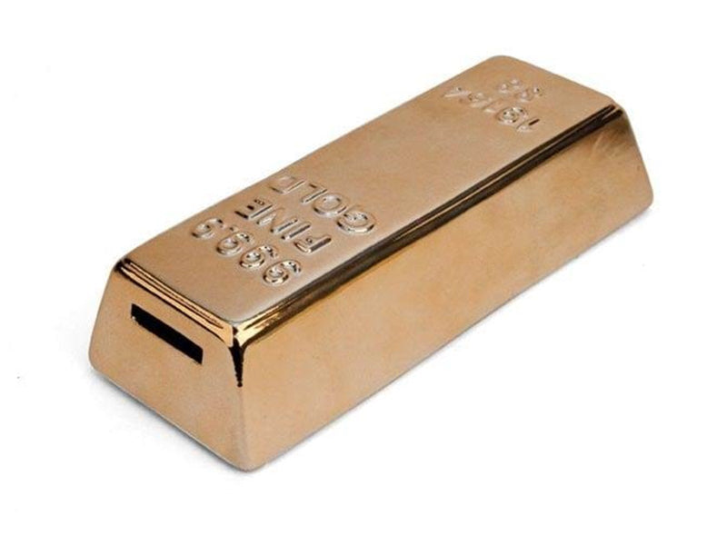 Kikkerland Ceramic Gold Bar Coin Bank (PB17)