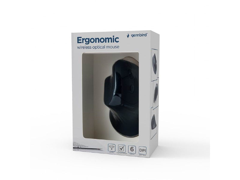 Gembird Ergonomic 6-button wireless optical mouse - Ergonomische Maus (Schwarz)
