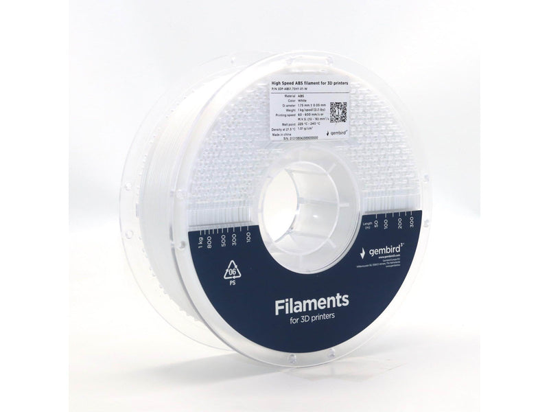 Gembird High Speed ABS - White - 1.75mm ø - 1 kg