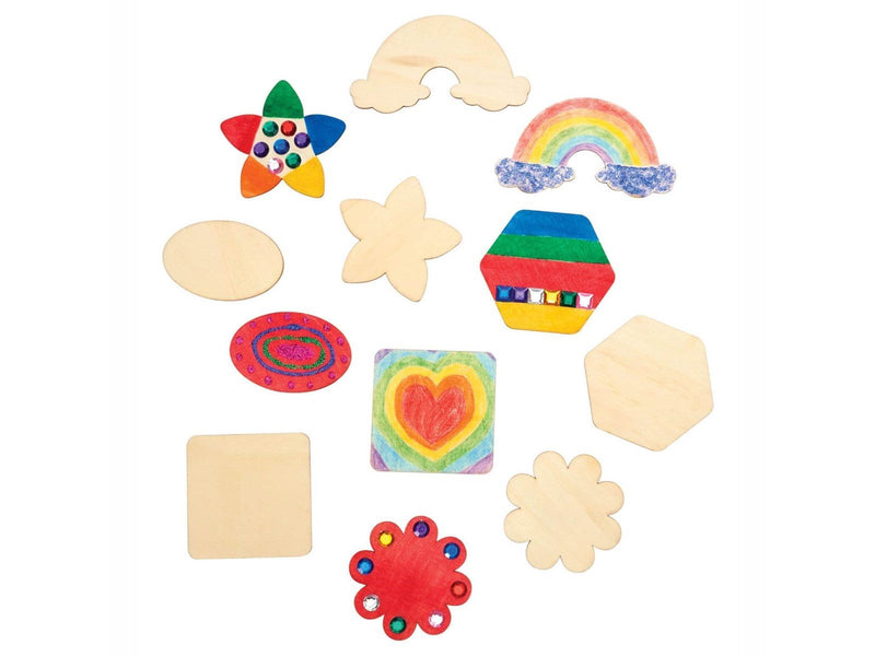 Colorations Decorate your own Wooden Magnet Shapes 12 pcs.