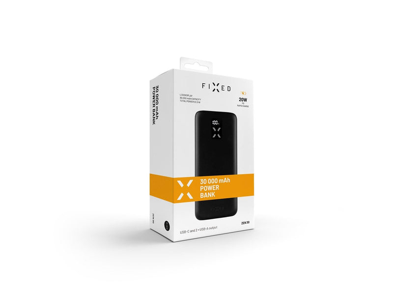 FIXED Zen USB-C PD 20W Power Bank 30.000 mAh - Black Powerbank (Akku) - schwarz - 30000 mAh