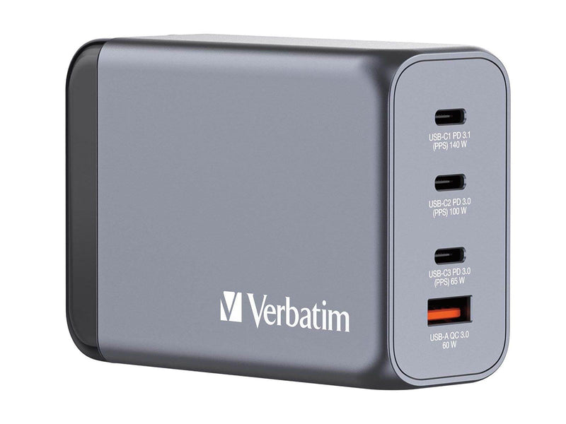 Verbatim power adapter - GaN - 3 x USB-C USB Type A - 240 Watt