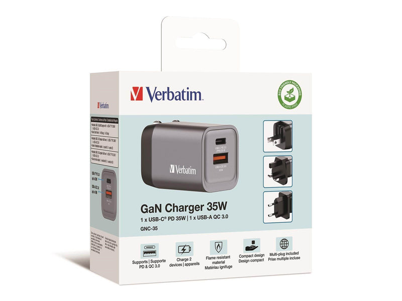Verbatim power adapter - GaN - 24 pin USB-C USB - 35 Watt