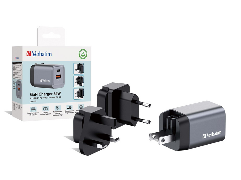 Verbatim power adapter - GaN - 24 pin USB-C USB - 35 Watt