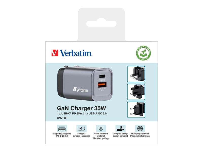 Verbatim power adapter - GaN - 24 pin USB-C USB - 35 Watt