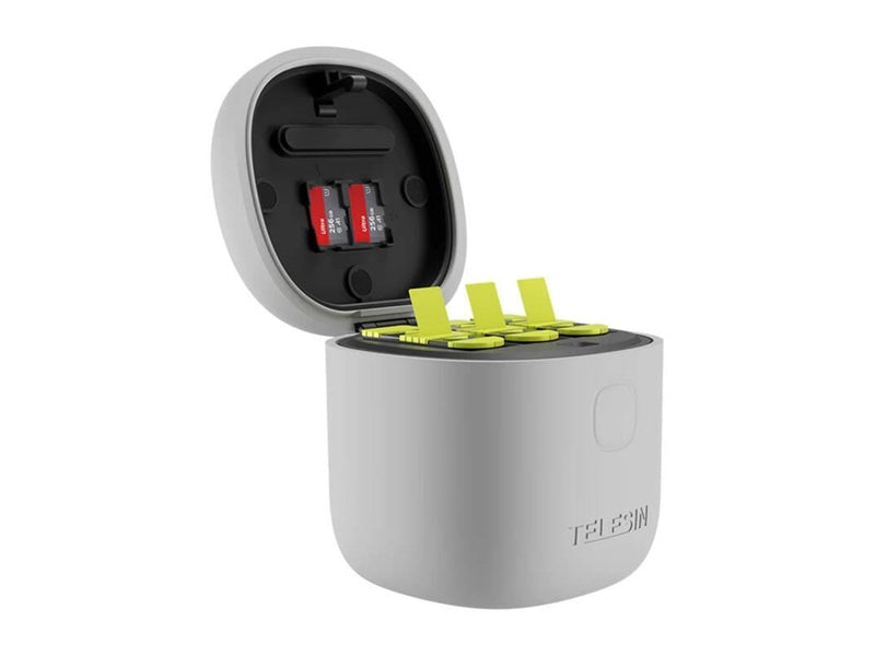 TELESIN Allin box triple-channel charger + 3 batteries for GoPro Hero 12 / 11 / 10 / 9 (yellow)