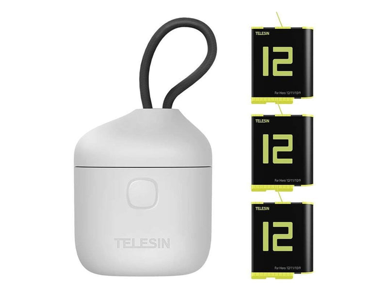 TELESIN Allin box triple-channel charger + 3 batteries for GoPro Hero 12 / 11 / 10 / 9 (yellow)