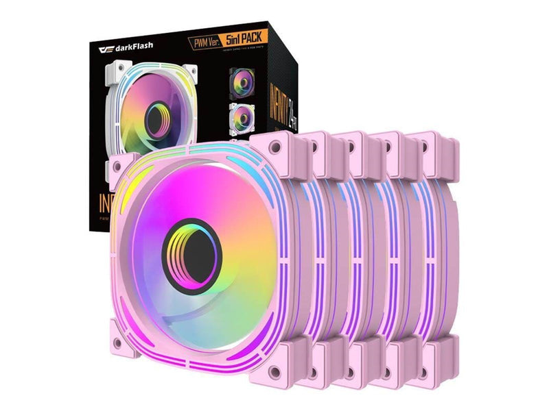 Darkflash INF24 5in1 ARGB Computer fan set (pink) - Gehäuselüfter - 120mm - Pink - 30 dBA