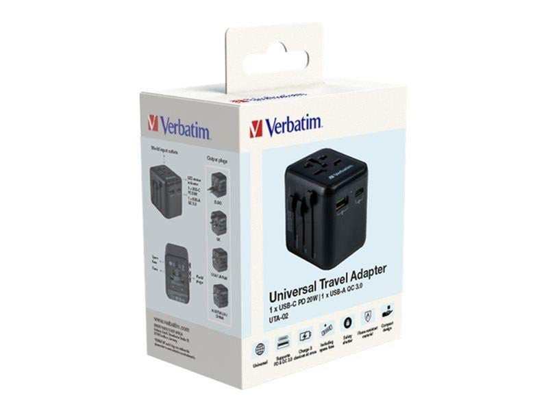 Verbatim UTA-02 power adapter - 24 pin USB-C USB BS 1362 - 20 Watt