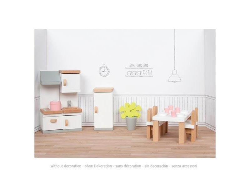 Goki Wooden Doll Furniture Kitchen 20 pieces.
