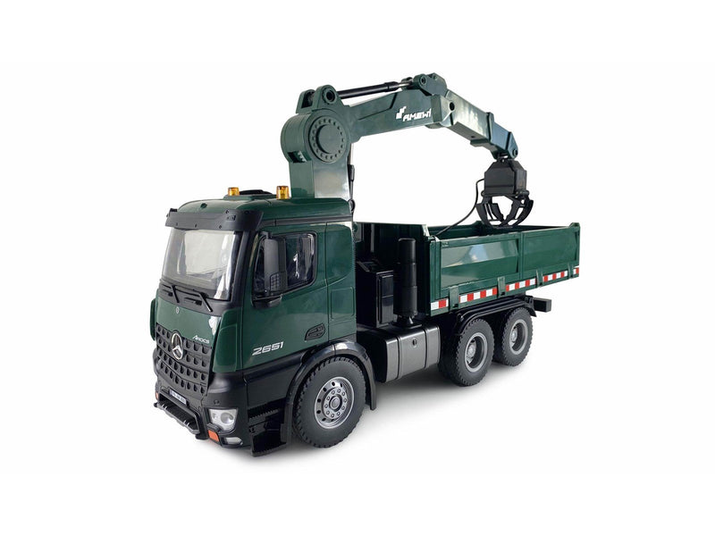 Amewi Mercedes-Benz Arocs Licensed Crane Lorry with Tipper RTR green