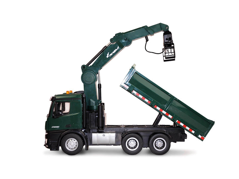 Amewi Mercedes-Benz Arocs Licensed Crane Lorry with Tipper RTR green