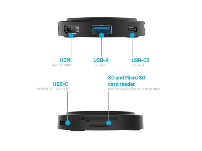 FIXED MagHub 7in1 USB-C HUB 4K & wireless charging - Black