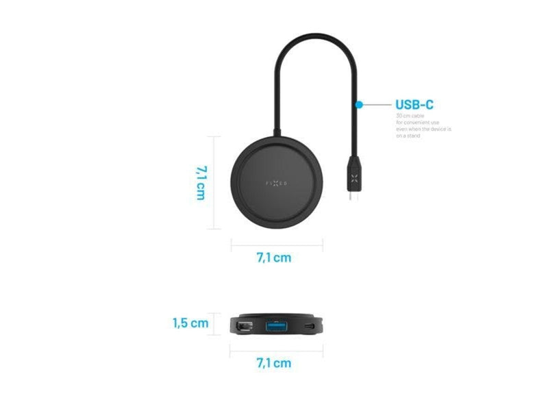 FIXED MagHub 7in1 USB-C HUB 4K & wireless charging - Black