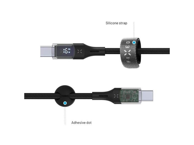 FIXED LED Charging Display USB-C/C 100W cable 1.2m - Black