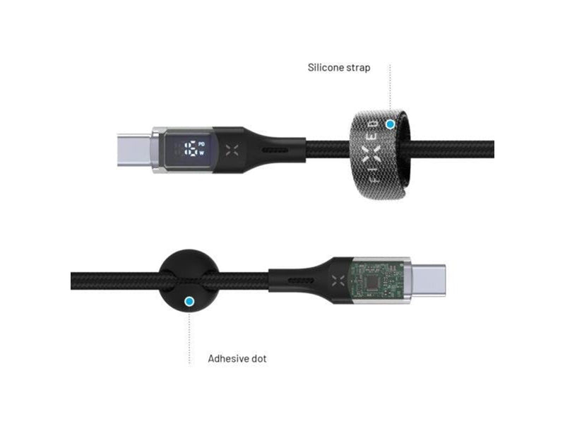 FIXED LED Charging Display USB-C/C 100W cable 2m - Black