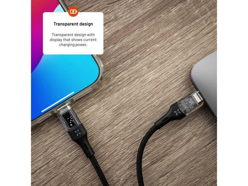FIXED LED Charging Display USB-C/C 100W cable 2m - Black
