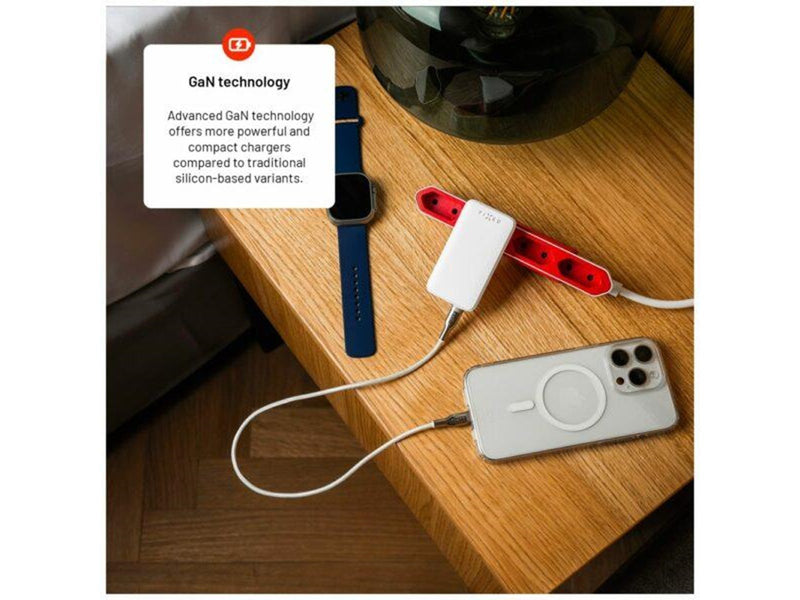 FIXED Slim GaN 90° Super Fast 2x USB-C charger 45W - White