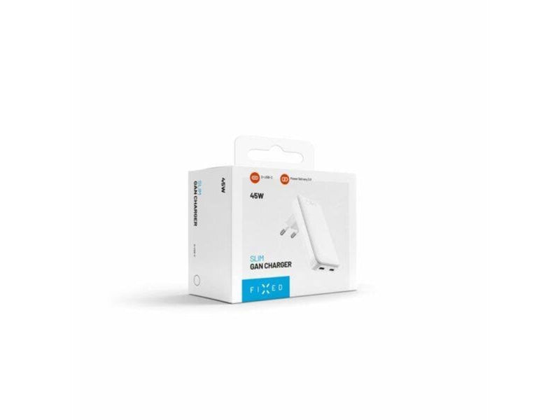 FIXED Slim GaN 90° Super Fast 2x USB-C charger 45W - White