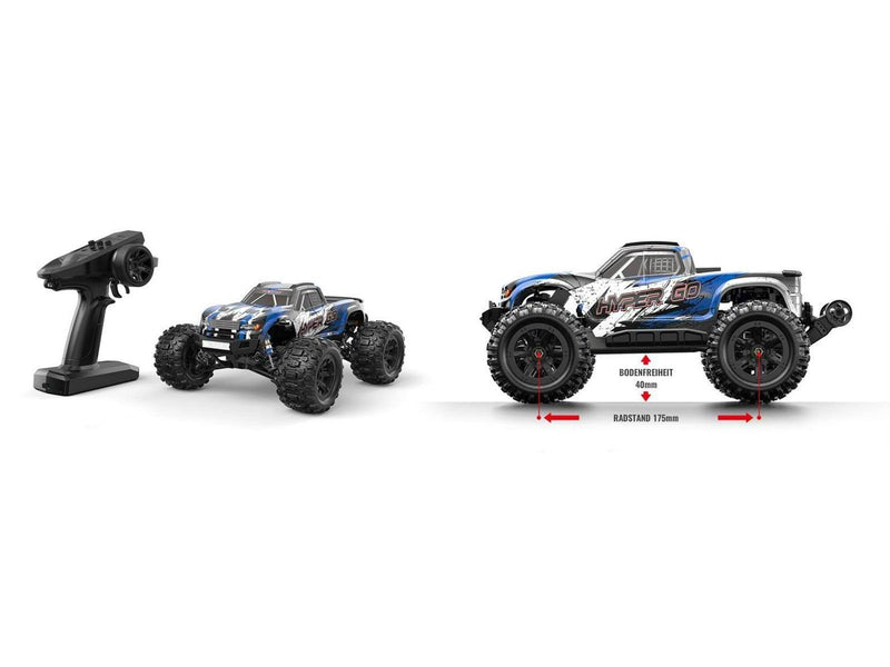 Amewi Hyper GO Monster Truck Brushed 4WD with GPS 1:16 RTR Blue