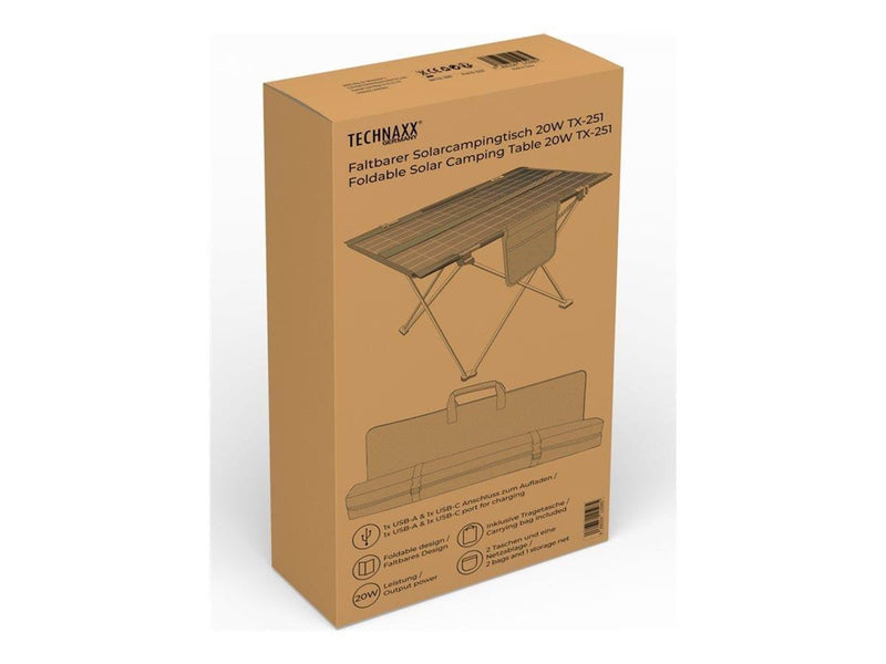 TECHNAXX TX-251 - solar power system - foldable camping table - 20 Watt