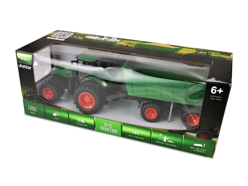 Amewi RC Tractor with Tipping Trailer 1:24 RTR Green
