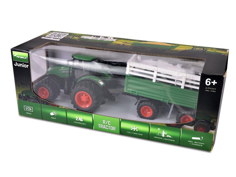 Amewi RC Tractor with Livestock Trailer 1:24 RTR Green