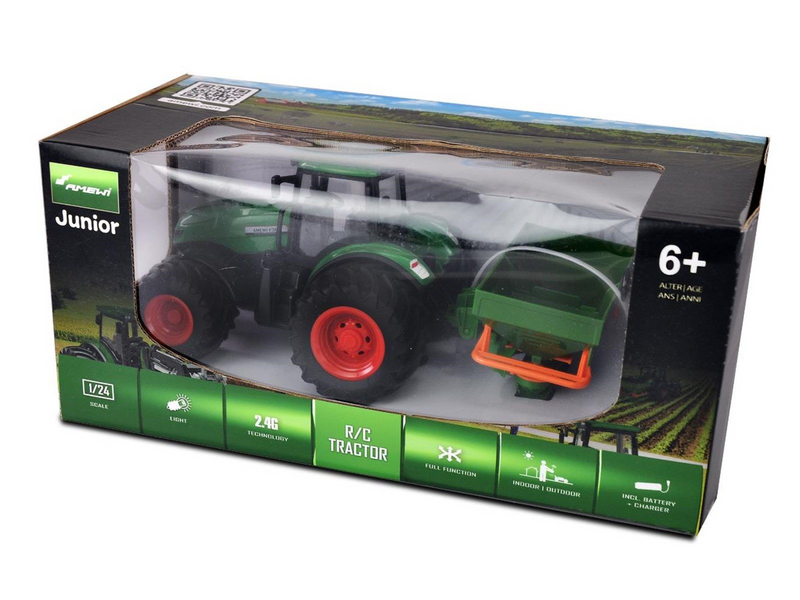 Amewi RC Tractor with Fertaliser Spreader 1:24 RTR Green