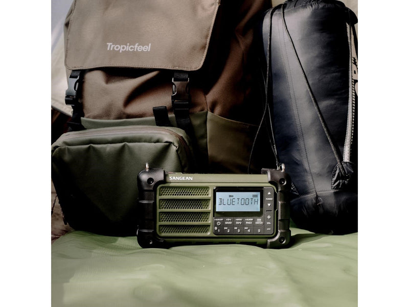Sangean MMR-99 - AM/FM - Bluetooth - AUX - Hand Crank - Solar - Green - AM/FM - Grün