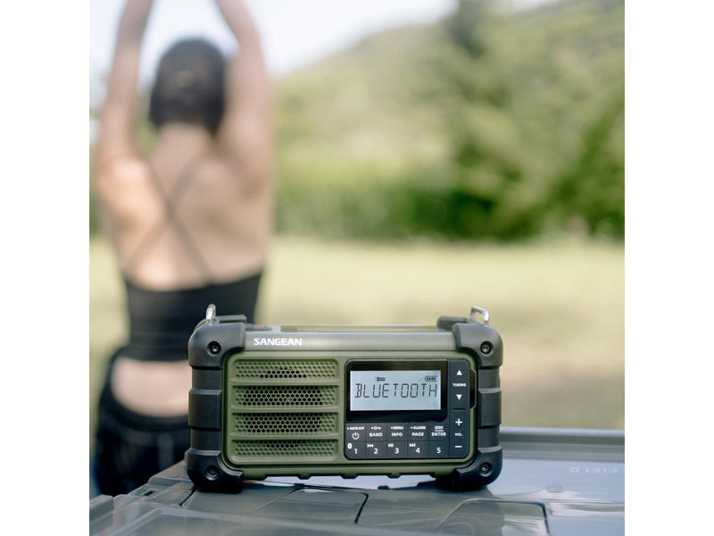 Sangean MMR-99 - AM/FM - Bluetooth - AUX - Hand Crank - Solar - Green - AM/FM - Grün