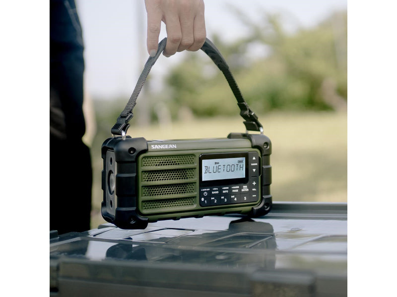 Sangean MMR-99 - AM/FM - Bluetooth - AUX - Hand Crank - Solar - Green - AM/FM - Grün
