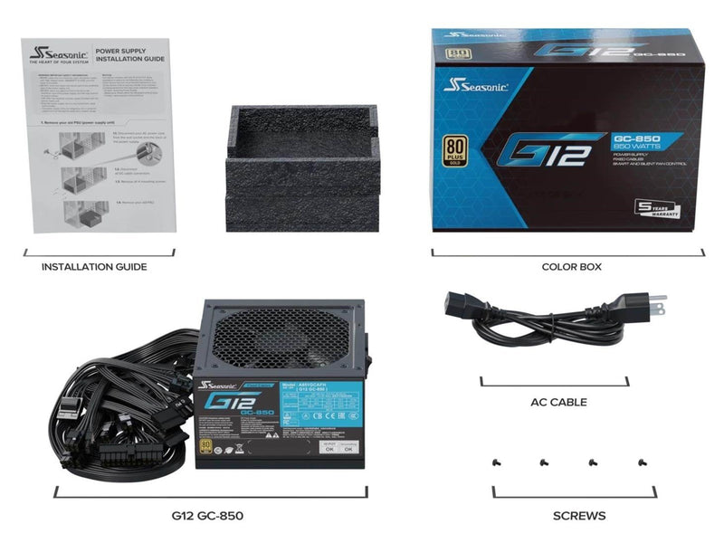Seasonic G12 GC 850 (2024) Netzteile - 850 Watt - 120 mm - ATX 2.3 - 80 Plus Gold zertifiziert