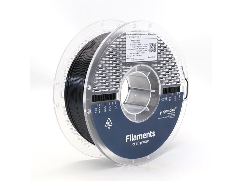 Gembird High Speed PETG (PET, PETT) - Schwarz - 1.75mm ø - 1 kg