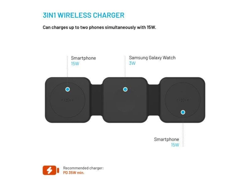 FIXED Flex Samsung 3in1 Foldable wireless charger - Black