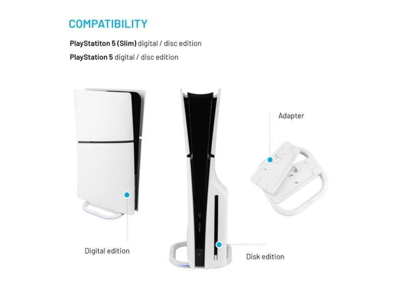 FIXED LED multilight Stand for PS5/PS5 Slim - White