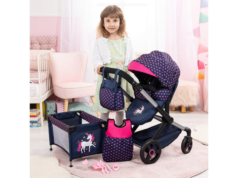 Bayer Design Doll's Pram Xeo Mega Set - Navy (17054AB)