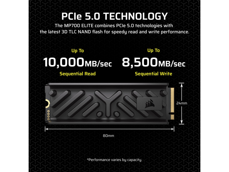 Corsair MP700 ELITE SSD - 2TB - Ohne Kühlkörper - M.2 2280 - PCIe 5.0