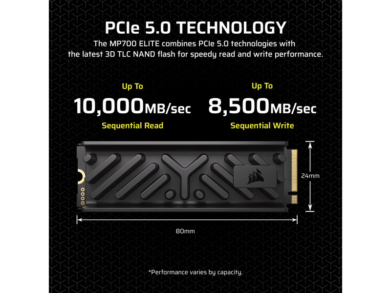 Corsair MP700 ELITE SSD - 1TB - Mit Kühlkörper - M.2 2280 - PCIe 5.0