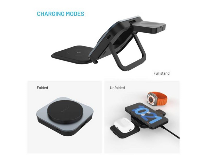 FIXED MagFlex Alu 3in1 foldable wireless charger stand