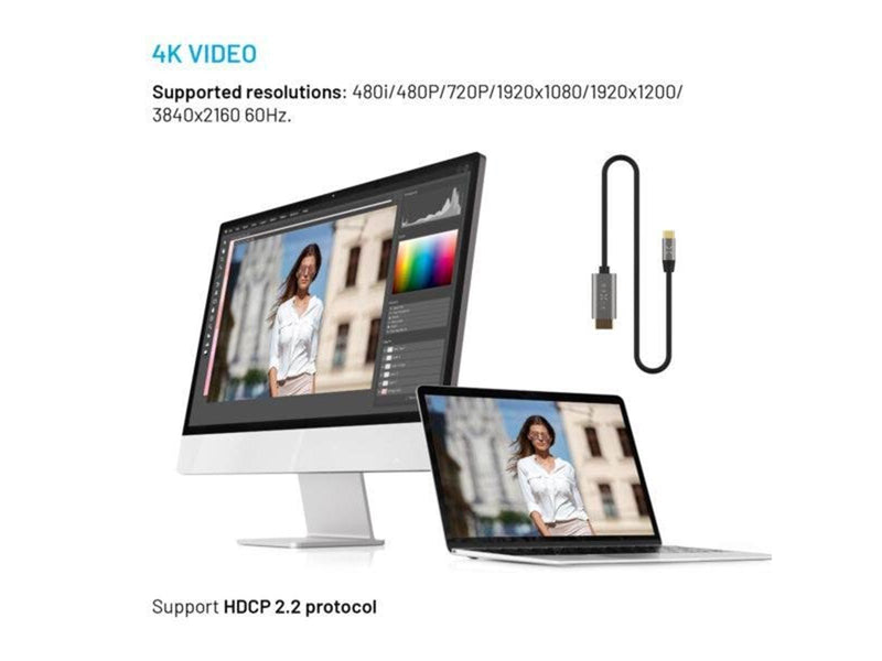 FIXED USB-C to HDMI 4K/60 Hz USB 3.1 Gen2 cable 2m - Black