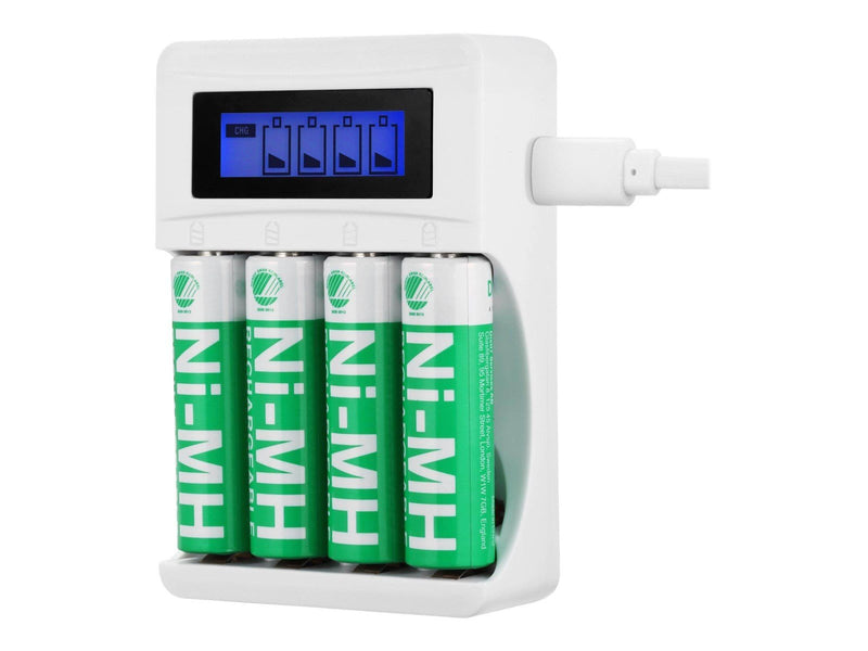Deltaco battery charger - with battery - 4 x AA type