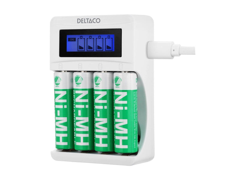 Deltaco battery charger - with battery - 4 x AA type