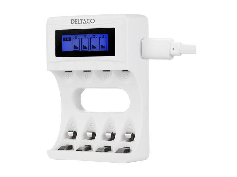 Deltaco battery charger - with battery - 4 x AA type