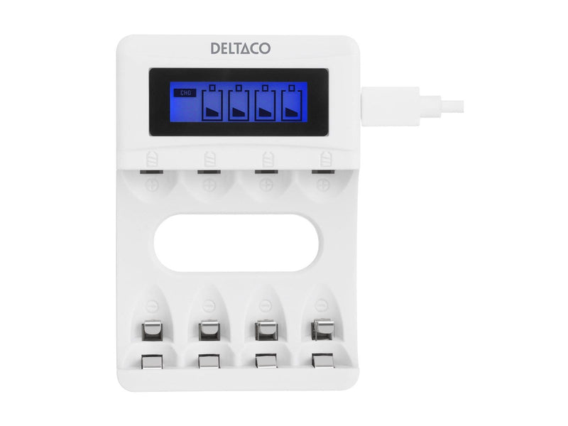 Deltaco battery charger - with battery - 4 x AA type