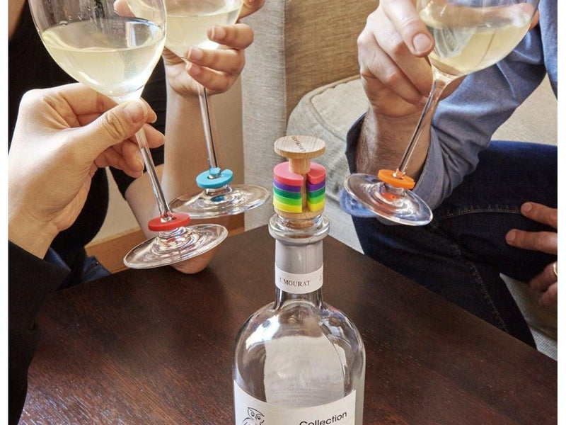 Kikkerland - Rainbow Wine Rings + Stopper (BA91)