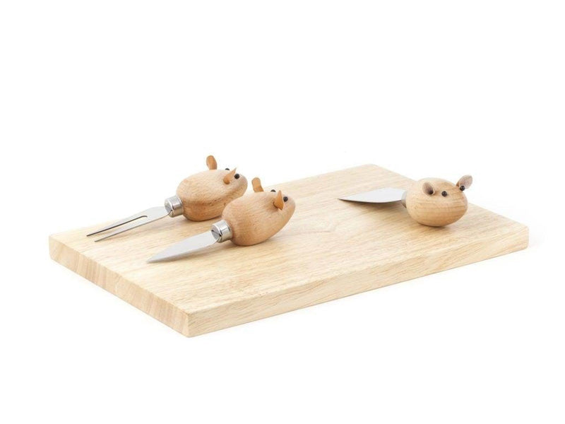 Kikkerland - Cheese Board And 3 Mouse Knives (CHS07)