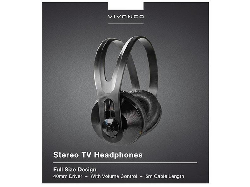 Vivanco Over-Ear TV-headphone 5m cable 3.5/6.3mm - Black